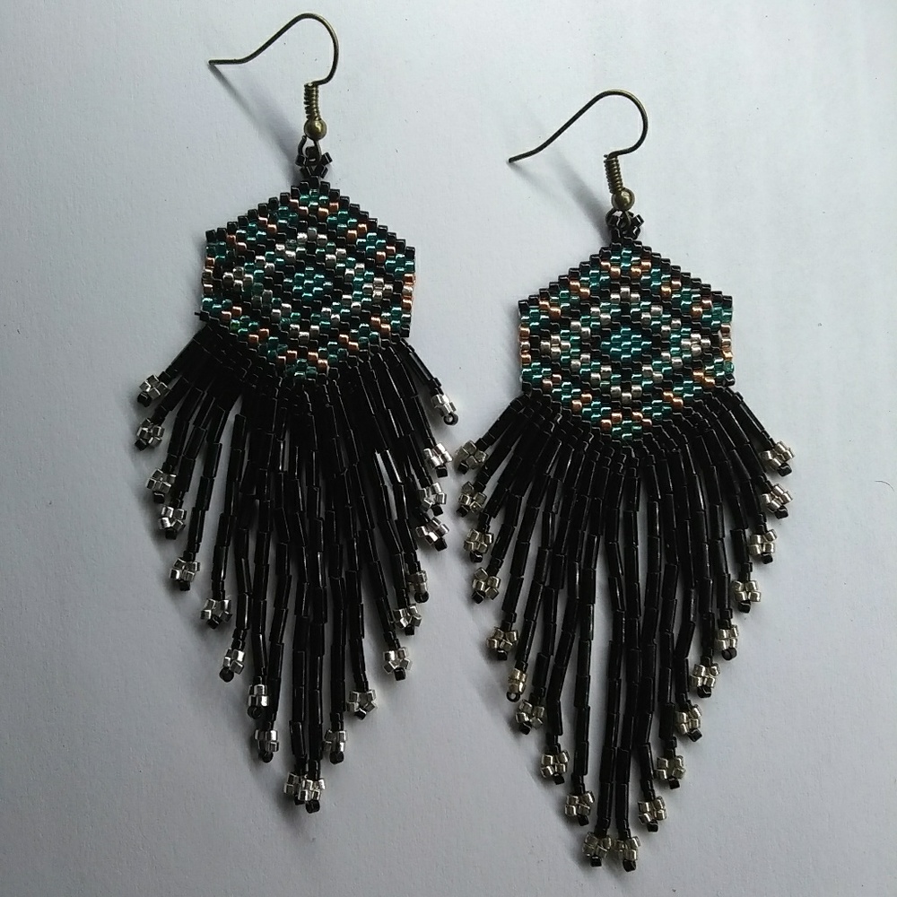 ⭐HP⭐ SOLD JRW Handmade Black Silver Statement Earrings - Picture 2 of 8